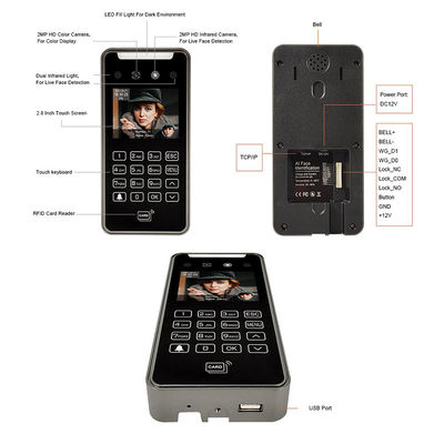 2.8" Система контроля доступа с распознаванием лица Мониторинг в режиме реального времени