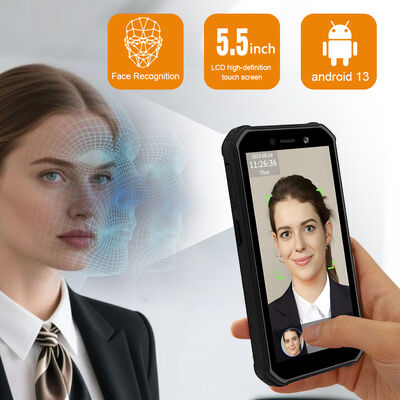 5,5-дюймовый сенсорный экран 、 терминал учета рабочего времени с быстрым распознаванием лица (0,3 с) - 5000 лиц для мобильного учета рабочего времени