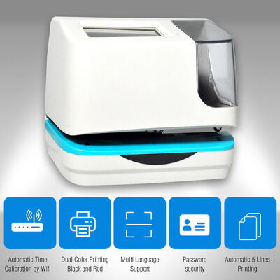 Date Time Stamp Machine Punch Attendance Recorder Dual Color Black Red Dot Matrix Printing WiFi Touch Screen Security Time Clock